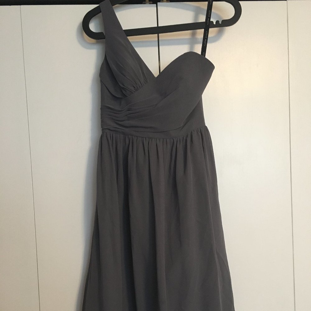 Short Grey One Shoulder Formal Dress